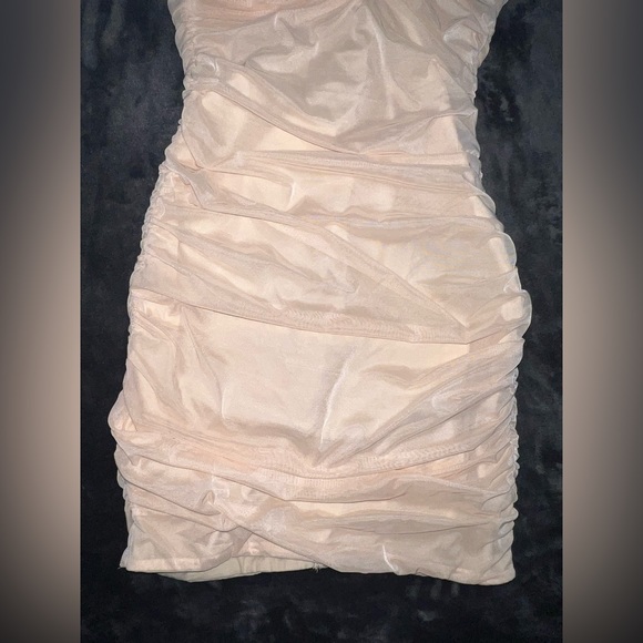 Oh Polly Never Too Late Mini Dress in Beige Size 6 - Picture 13 of 14